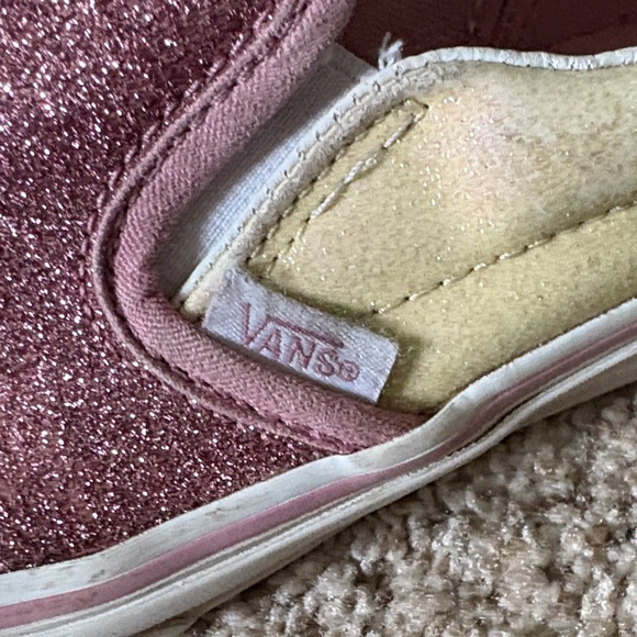Glittery Pink Kids Vans Slip-On Shoes - Picture 5 of 6